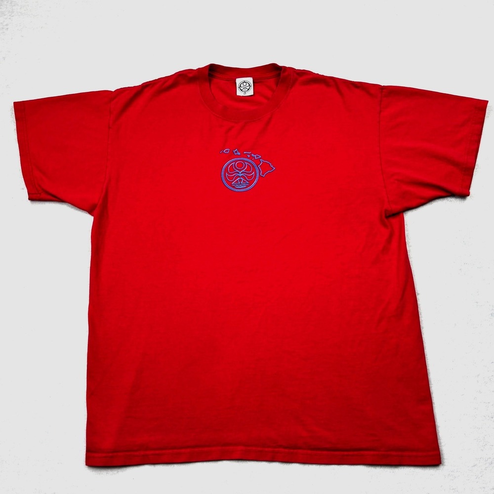 VTG HIC Hawaiian Island Creations Mens XL Red Surf Graphic T-Shirt Wave RN 83342